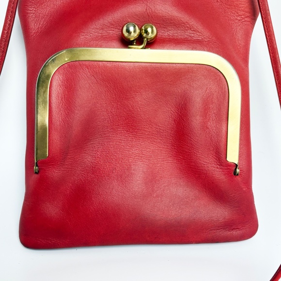 Bonnie Cashin for Coach Swinger Bag Double Frame Kiss Lock Red Leather Vintage - Picture 12 of 15